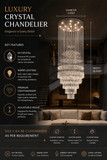 K9 Crystal Cascade LED DOUBLE HEIGHT STAIR CHANDELIER - WARM WHITE