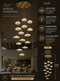 15 LIGHT LED ROUND ACRYLIC DOUBLE HEIGHT STAIR CHANDELIER - WARM WHITE