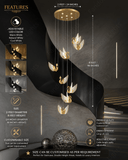 8-LIGHT LED Swan  DOUBLE HEIGHT STAIR CHANDELIER - WARM WHITE
