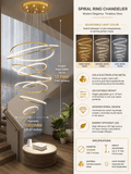 10 LIGHTS 10 RINGS GOLD BODY LED CHANDELIER HANGING LAMP - WARM WHITE