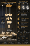 16-LIGHT LED DOUBLE HEIGHT STAIR CHANDELIER - WARM WHITE