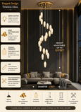 12 Light LED DOUBLE HEIGHT STAIR CHANDELIER - WARM WHITE