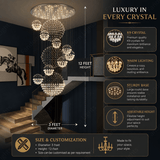 K9 Crystal LED DOUBLE HEIGHT STAIR CHANDELIER - WARM WHITE