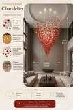 Meteoroid Chandelier Double Height - Ruby  Color