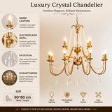 12 LIGHT Clear GLASS ITALIAN Jewel CHANDELIER CEILING LIGHTS HANGING - WARM WHITE