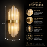 24W Model 5 Led Crystal Modern Gold Metal Wall Light for Drawing Room - Warm White