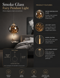 Modern LED Fairy Big Smokey Gold Pendant Lamp Ceiling Light - Warm White