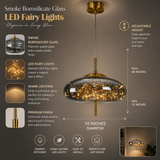 LED Fairy Big Smokey Glass Gold Pendant Lamp Ceiling Light - Warm White