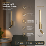 400MM LED Electroplated Gold Long Metal Wall Light with Spot Bedside Light - Warm White