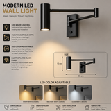 LED 6W Black Bedside Wall Light with Adjustable Arm Spot - Warm White
