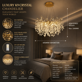 600 MM Crystal Gold LED Tree Chandelier Light for Living Room Round Dining Room Chandelier Over Table