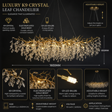 1600MM Long Golden Waterdrop Crystal Chandelier Ceiling Lights Hanging for Living and Dining Room