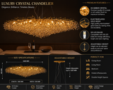 1600MM Long Golden Crystal Chandelier Ceiling Lights Hanging for Living and Dining Room