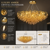 1200MM LONG GOLDEN CRYSTAL CHANDELIER CEILING LIGHTS HANGING - WARM WHITE
