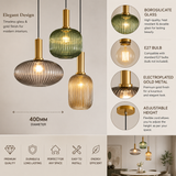 3 Light Led Glass Pendant Ceiling Hanging Light - Warm White