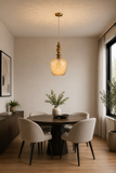 Amber Glass Brass Gold Pendant Light for Bedside Hanging Light - Warm White