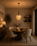 Amber Glass Brass Gold Pendant Light for Bedside Hanging Light - Warm White