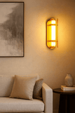 LED Amber Glass Gold Wall Light Living Dining Bedside Light - Warm White