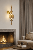 1 Light Gold Smoke Glass Wall Light for Living Room Drawing Room Bedroom - Warm White