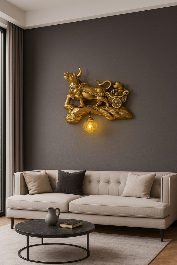 Bull Wall Lamp Art LED European Creative Wall Lamp Bedroom Bedside Lamp - Gold