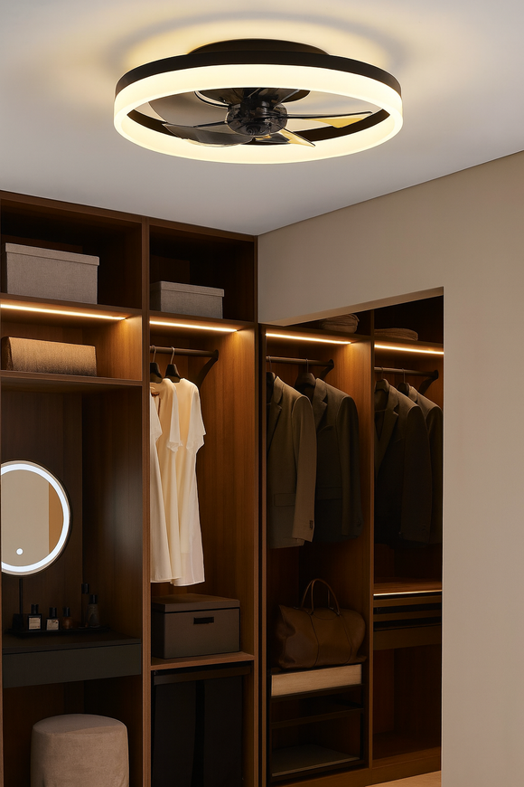 20 Inch Black Profile Ceiling Light with Fan LED Chandelier