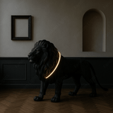 Black Lion Huge Sculpture Ring Floor Lamp