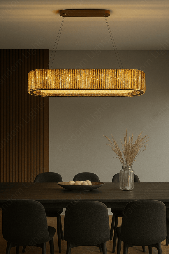 Surface Mounted Rectangular Low Ceiling Height Crystal LED Chandelier 1000 MM - Warm White