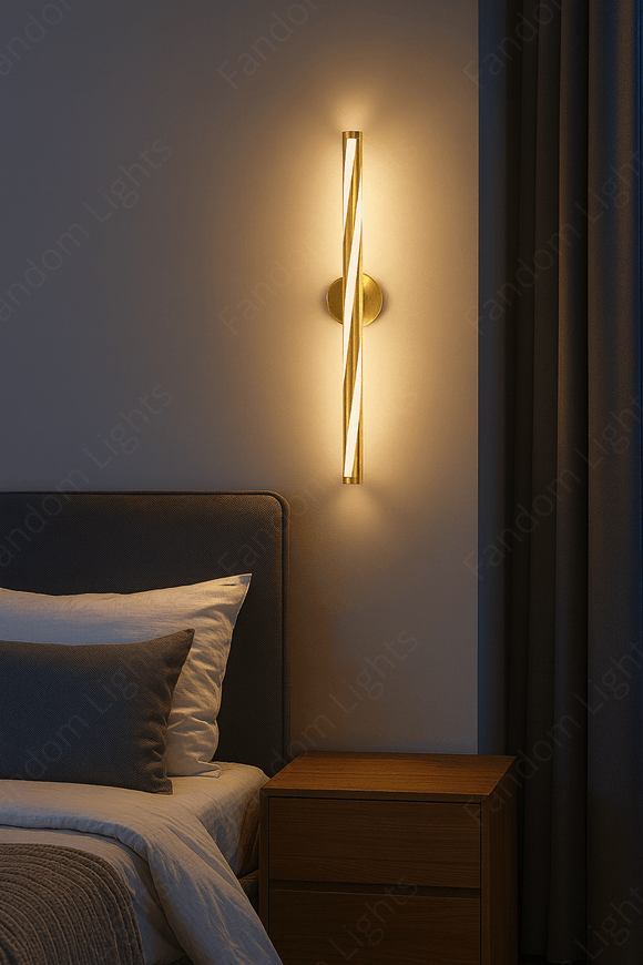 600MM Curv LED Brass Gold Modern Wall Light Living Room LCD Panel Light - Warm Whit