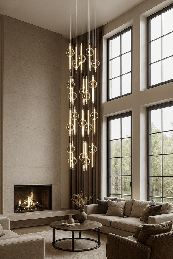 19-LIGHT LED DOUBLE HEIGHT STAIR CHANDELIER - WARM WHITE