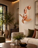 ROSE GOLD FINNISH DESIGNER WALL FAN  WITH NATURAL COLOR BLADE