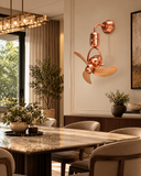 ROSE GOLD FINNISH DESIGNER WALL FAN  WITH NATURAL COLOR BLADE