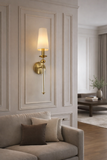 Wall Light Wall Light Electroplated Brushed Brass with Glass Rod Fabric Shade - Warm White (Copy)