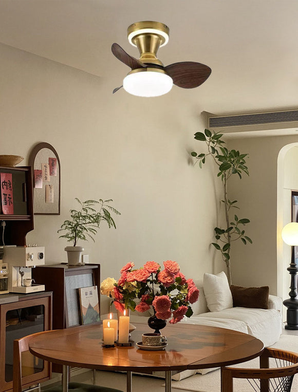 22 Inch Gold Low Profile Ceiling Light with Fan LED Chandelier