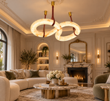 Infinity Faux Marble Leather Strap LED Light Chandelier Lighting