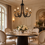 6 Light Black Gold Italian Chandelier Light for Dining Hall