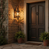 Outdoor Wall Light Fixture Black Gold Wall Waterproof Lights Glass Shade