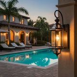 Outdoor Wall Light Fixture Black Gold Wall Waterproof Lights Glass Shade