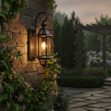 Outdoor Wall Light Fixture Black Gold Wall Waterproof Lights Glass Shade