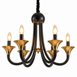 6 Light Black Gold Italian Chandelier Light for Dining Hall