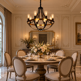 8 Light Black Matt Gold Italian Chandelier Light for Dining Hall