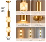 Led Brushed Gold Metal Stone Hanging Pendant Ceiling Light