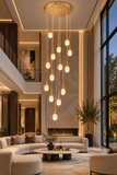 18 LED DOUBLE HEIGHT MERCURE STAIR CHANDELIER