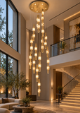 16 LED DOUBLE HEIGHT ONYX STAIR CHANDELIER