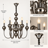 6 Light Gunmetal Italian Chandelier Light for Dining Hall