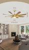 60 Inch 8 Blades Matt Gold Ceiling Fan with LED Light and Remote Control