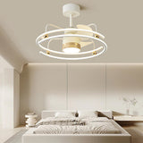 24 Inches Gold Whiite Ceiling Light with Fan LED Chandelier