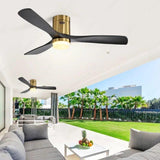 52 INCH HUGGER WIND LEAF CEILING FAN REMOTE CONTROLLED - Dark Natural WOOD