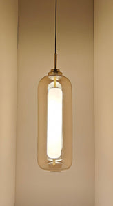 LED Neon Gold Long Amber Glass Pendant Lamp Ceiling Light - Warm White - Ashish Electrical India