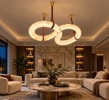 Infinity Faux Marble Leather Strap LED Light Chandelier Lighting