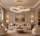 Crystal Curvy Metal Glass Modern LED Chandelier 1200 MM